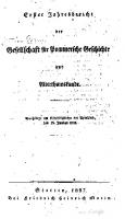 Jahresbericht der Gesellschaft für Pommersche Geschichte und Alterthumskunde / Vorgelegt am Stiftungstage des Vereins, den 15. Junius 1826 [1]