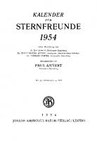 Kalender für Sternfreunde 
Kalender für Sternfreunde 1954
