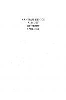 Kantian Ethics Almost without Apology
 9781501720895