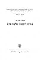 Kindernöte in Alten Zeiten [Reprint 2021 ed.]
 9783112502143, 9783112502136