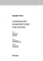 Laparoscopic Sigmoidectomy for Cancer
 3540784543, 9783540784548