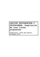 Lexicón protoquechua y protoaimara: compilación de tres listas propuestas