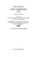 Loci Communes 1521, übersetzt und bearbeitet von Horst Georg Pöhlmann: Lateinisch - Deutsch
 9783641310530