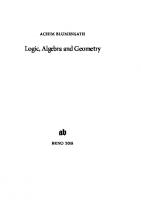 Logic, Algebra and Geometry