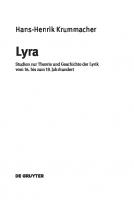 Lyra: Studien zur Theorie und Geschichte der Lyrik vom 16. bis zum 19. Jahrhundert
 9783110318401, 9783110318357