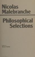 Malebranche: Philosophical Selections
 0872201538, 087220152X, 9780872201521