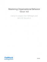 Mastering Organizational Behaviour: version 14.0
 9781453379493, 1453379495