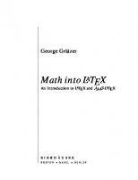 Math into LaTeX: an introduction to LaTeX and AMS-LaTex
 9780817638054, 0-8176-3805-9, 3764338059