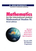 Mathematical Studies for the International Student: Mathematical Studies SL for Use with IB Diploma Programme [3 ed.]
 192197205X, 9781921972058