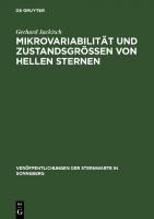 Mikrovariabilität und Zustandsgrößen von hellen Sternen [Reprint 2021 ed.]
 9783112536209, 9783112536193