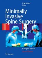 Minimally Invasive Spine Surgery: A Surgical Manual
 3540213473, 9783540213475