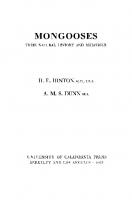 Mongooses: Their Natural History and Behaviour [Reprint 2020 ed.]
 9780520329904