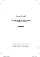 Naming the Local: Medicine, Language, and Identity in Korea Since the Fifteenth Century
 0674976967, 9780674976962