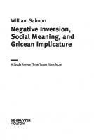 Negative Inversion, Social Meaning, and Gricean Implicature: A Study Across Three Texas Ethnolects
 9781501519277, 9781501512346, 9781501512360, 2020933711