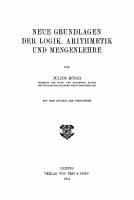 Neue Grundlagen der Logik, Arithmetik und Mengenlehre [Reprint 2020 ed.]
 9783112359648, 9783112359631