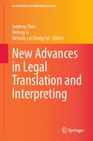 New Advances in Legal Translation and Interpreting (New Frontiers in Translation Studies)
 9811994218, 9789811994210