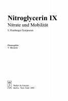 Nitroglycerin IX: Nitrate und Mobilität. 9. Hamburger Symposion [Reprint 2020 ed.]
 9783110808766, 9783110167757