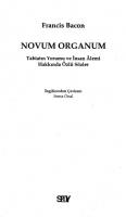 Novum Organum: Tabiatın Yorumu ve İnsan Alemi Hakkında Özlü Sözler [1 ed.]
 9786050201451