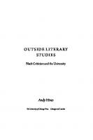Outside Literary Studies: Black Criticism and the University
 9780226818573