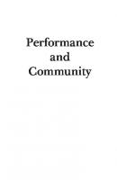 Performance and Community: Commentary and Case Studies
 9781408146422, 9781408166505, 9781408147252