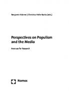 Perspectives on Populism and the Media: Avenues for Research
 3848755610, 9783848755615