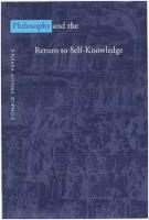 Philosophy and the Return to Self-Knowledge
 0300069995