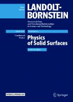 Physics of Solid Surfaces: Subvolume B (Landolt-Börnstein: Numerical Data and Functional Relationships in Science and Technology - New Series, 45B)
 3662539063, 9783662539064