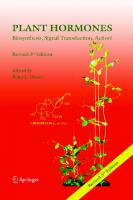 Plant Hormones: Biosynthesis, Signal Transduction, Action!
 1402026854, 9781402026850