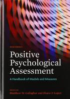 Positive Psychological Assessment: A Handbook of Models and Measures
 2018050770, 2019002690, 9781433831072, 1433831074, 9781433830020, 1433830027