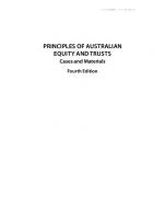 Principles of Australian equity and trusts : cases and materials [Fourth edition.]
 9780409348200, 0409348201