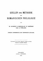 Quellen und Methodik der Romanischen Philologie [Reprint 2020 ed.]
 9783112359983, 9783112359976