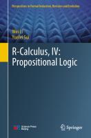 R-Calculus, IV: Propositional Logic
 9811986320, 9789811986321