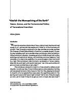 Radical History Review 
“Abolish the Monopolizing of the Earth” Nature, Science, and the Environmental Politics of Transnational Anarchism