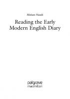 Reading the Early Modern English Diary
 3030423263, 9783030423261