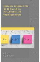 Research Perspectives on Social Media Influencers and their Followers
 1793613648, 9781793613646, 9781793613653