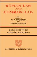 Roman Law and Common Law - Comparison in Outline
 9780521043618, 9780521086080