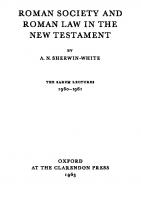 Roman Society and Roman Law in New Testament