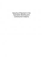 Security of Payments in the Australian Building & Construction Industry. [6 ed.]
 9780455238845, 0455238847