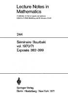 Seminaire Bourbaki, Vol. 1970/71: Exposés 382-399
 038705720X, 9780387057200