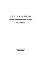 Sextarianism: Sovereignty, Secularism, and the State in Lebanon
 9781503631564