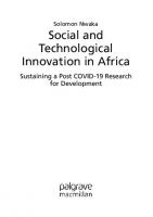 Social and Technological Innovation in Africa: Sustaining a Post COVID-19 Research for Development
 9811601542, 9789811601545