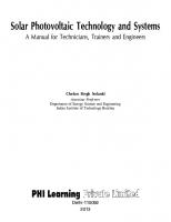 SOLAR PHOTOVOLTAIC TECHNOLOGY AND SYSTEMS: A Manual for Technicians, Trainers and Engineers
 9788120347113