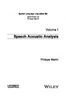 Speech Acoustic Analysis [1 ed.]
 1786303191, 9781786303196