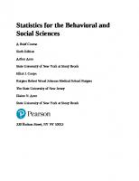 Statistics for the Behavioral and Social Sciences: A Brief Course, Books a la Carte [6 ed.]
 0205989063, 9780205989065