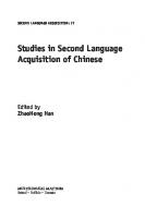 Studies in Second Language Acquisition of Chinese
 9781783092093