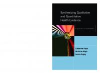 Synthesising Qualitative And Quantitative Health Evidence: A Guide To Methods
 9780335219568, 9780335219575, 033521956X, 0335219578