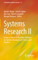 Systems Research II: Essays in Honor of Yasuhiko Takahara on Systems Management Theory and Practice (Translational Systems Sciences, 27)
 9811699402, 9789811699405