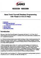 Teach Yourself Database Programming with Visual C++ in 21 Days
 9780672313509, 0672313502