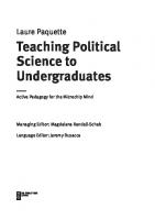 Teaching Political Science to Undergraduates: Active Pedagogy for the Microchip Mind
 9783110450552, 9783110450545