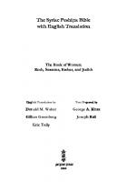 The Book of Women: Ruth, Susanna, Esther, and Judith (The Syriac Peshiṭta Bible with English Translation)
 9781463205898, 1463205899